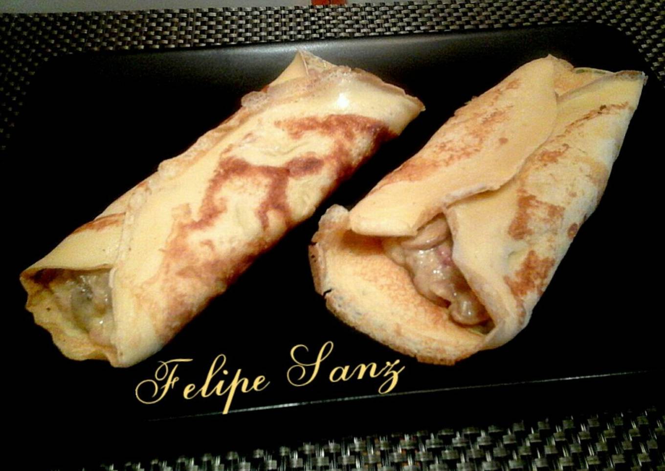 Crepes rellenos de champiñon y jamón