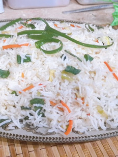 A picture of Three colour Chinese fried rice.