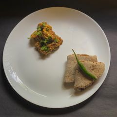 A picture of Arbi Masala Fry - North Indian style for dinner (Roti).