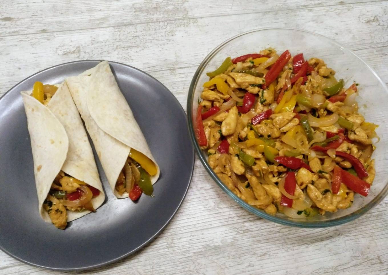 Fajitas de pollo con verduras