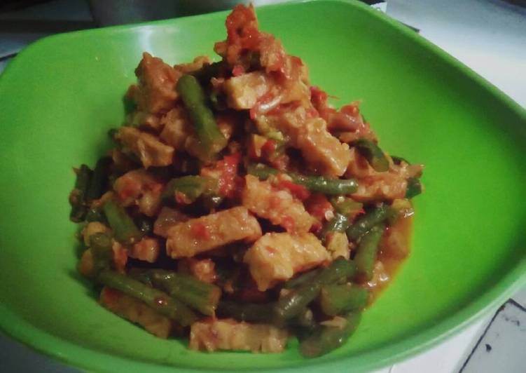 Kreasi oreg tempe campur kacang panjang