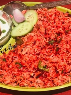 A picture of Beetroot coconut rice.