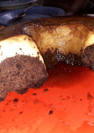 Una foto de Chocoflan casero
