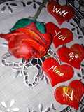 Valentines day special fondant red rose cake topper