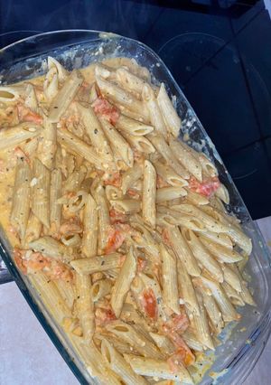 O poză a rețetei Penne cu roșii cherry și brânză feta.