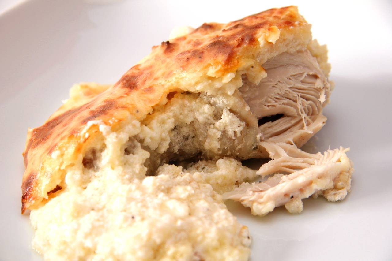 Egyben sült sajtos-tejfölös csirkecomb recept recept fotó