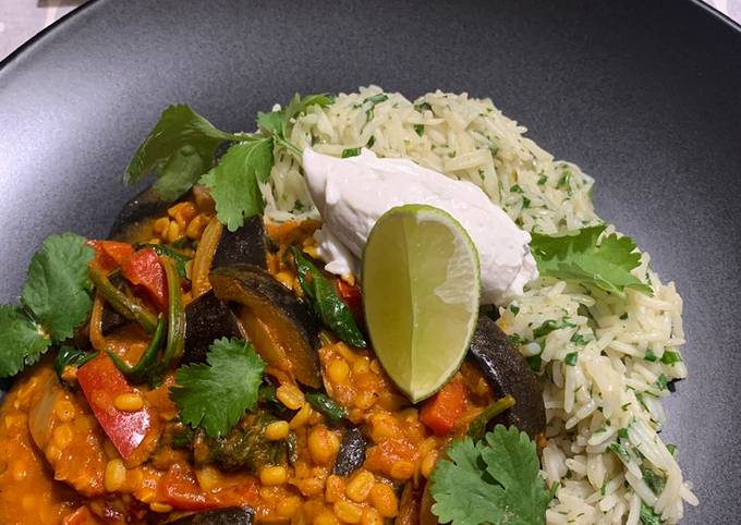 Kashmiri Yellow Lentil, Aubergine & Spinach Curry