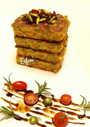 عکسی از دستور کوکو لوبیا سبز 🥔🥕🥚