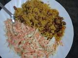 Rice Beans and coleslaw