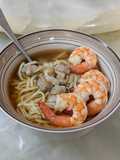 Low-Resolution Shrimp and Clam Udon Noodle Soup