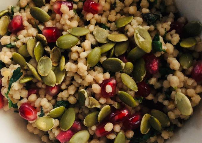 easy grains with mint parsley and pomegranate vegan recipe main photo