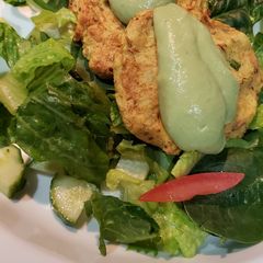 A picture of Tuna Patties with Avocado Crema.