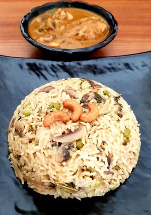 A picture of Mushroom Biryani.