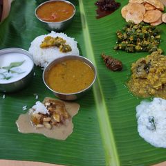 A picture of #OSR#Onam Sandhya will be served in banana leaves all varieties.