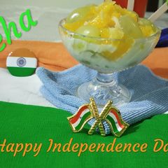 A picture of Tricolor Fruits Custard.