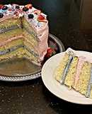 White Butter Cake with Strawberry and Blueberry Whipped Cream