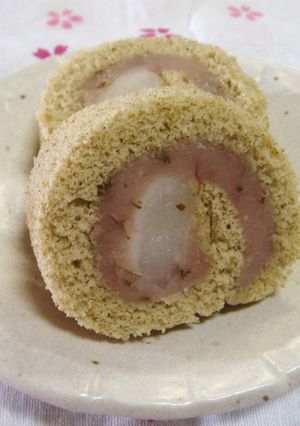 A picture of Cherry Blossom Sweet Bean Paste Roll Cake.
