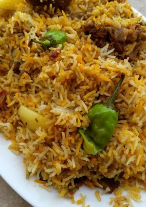 A picture of Mutton biryani.