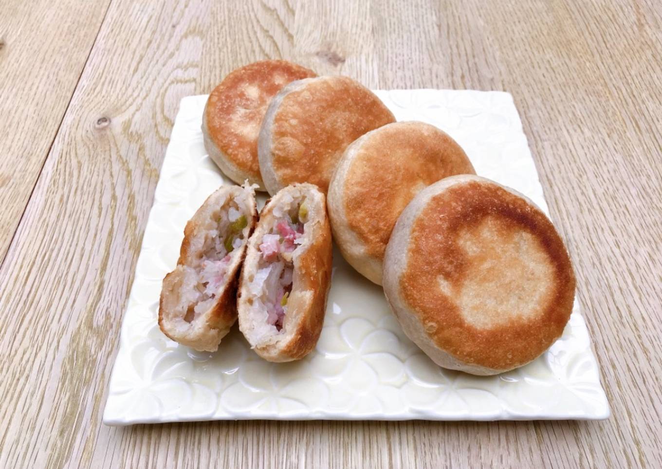 Taiwanese pan-fried daikon shreds & bacon pie