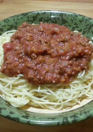 A picture of Spaghetti and Lamb Bolognese.