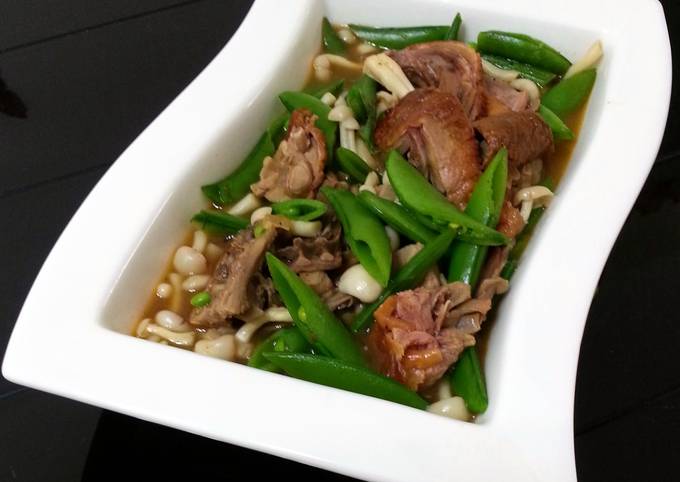Roasted Duck With Snap Pea And Mushroom