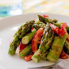 A picture of Asparagus with Almond Butter Sauce.