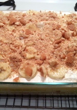 A picture of Banana Pudding Poke Cake.