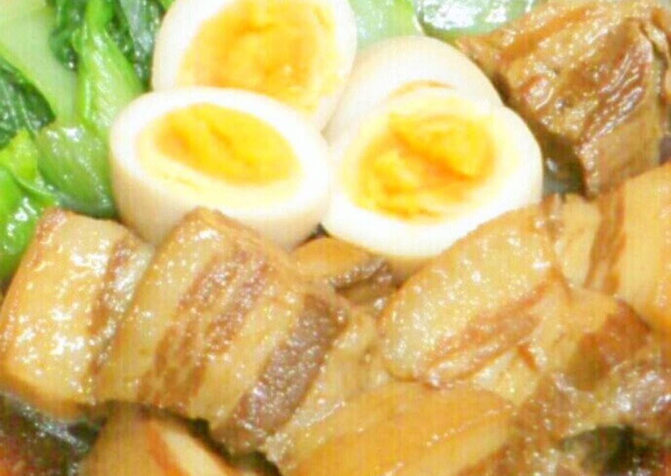 Meltingly Tender Simmered Pork Belly Cubes in a Rice Cooker