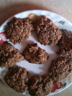 A picture of Chocolate peanut butter oatmeal raisin cookies.