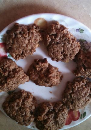 A picture of Chocolate peanut butter oatmeal raisin cookies.