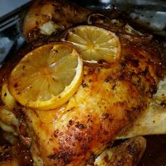 A picture of Amanda's whole roasted chicken.