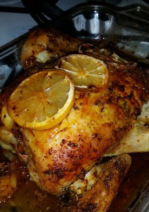 A picture of Amanda's whole roasted chicken.