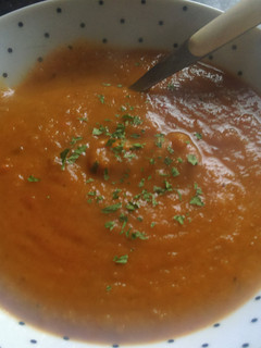 A picture of Mandys spicy butternut squash soup.