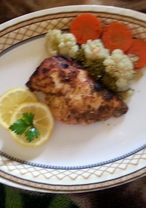 A picture of baked garlic chicken.