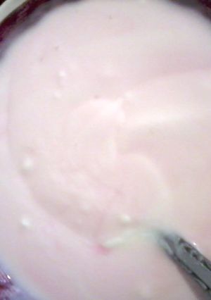 A picture of pink yoghurt.