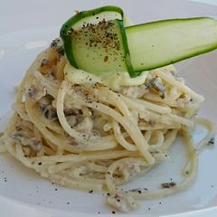 A picture of Spaghetti with Sardine in Wasabi Mayonnaise.
