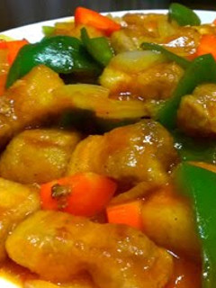 A picture of Easy Sweet and Sour Bite-Size Pork Belly.