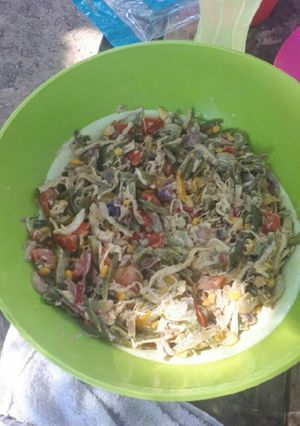 A picture of White button mushroom salad.