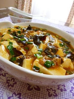 A picture of Our Family's Mapo Doufu with Lots of Sauce.