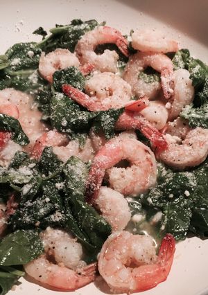 A picture of Garlicky Shrimp And Spinach.
