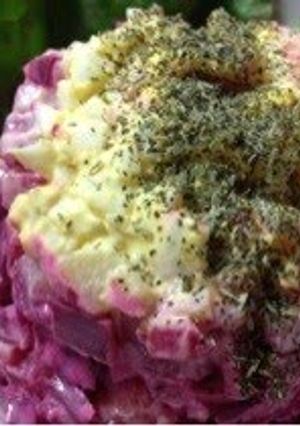 A picture of Herring Salad with Beetroot.