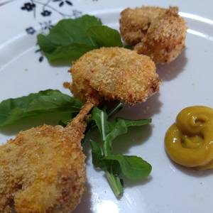 Langostinos empanados en freidora con aire caliente