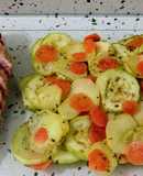 Solomillo relleno de pistachos, foie y pasas con verduras al vapor
