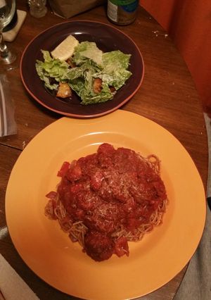 A picture of Turkey Meatballs in a Yummy Pasta Sauce.