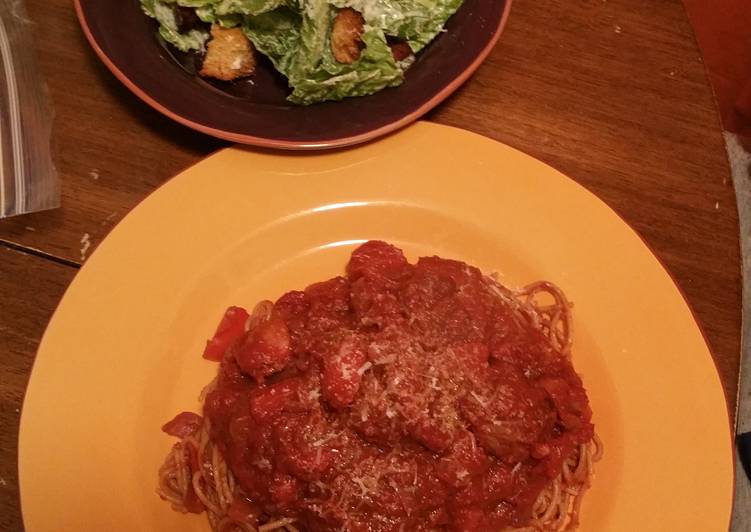 Steps to Prepare Any-night-of-the-week Turkey Meatballs in a Yummy Pasta Sauce