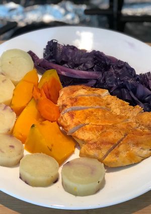 Hình của món Ức gà áp chảo cà ri -Eatclean.