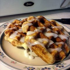 A picture of cinnamon bun waffles.