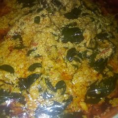 A picture of Moringa soup with egusi.