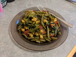 Bean, kale and chorizo stirfry