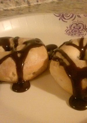 A picture of Semi Donuts with chocolate gravy!!.